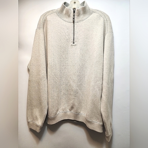 Tommy Bahama 1/4 Zipper Beige Pullover ‎ Sweater - Picture 4 of 13